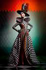Woman dressed in harlequin fashion. AI Generated. Art Print